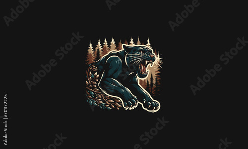 panther attack on forest vector illustration artwork design photo