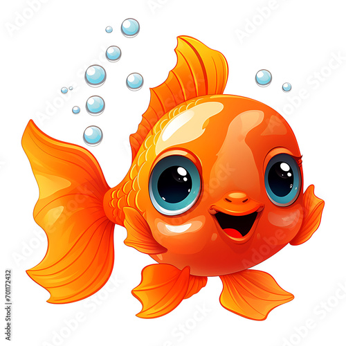 aquatic animal cute fish with big eyes clipart kids illustration with transparent background