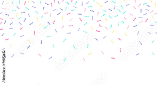 Colorful sprinkles banner background, colorful falling decorative sprinkles background photo