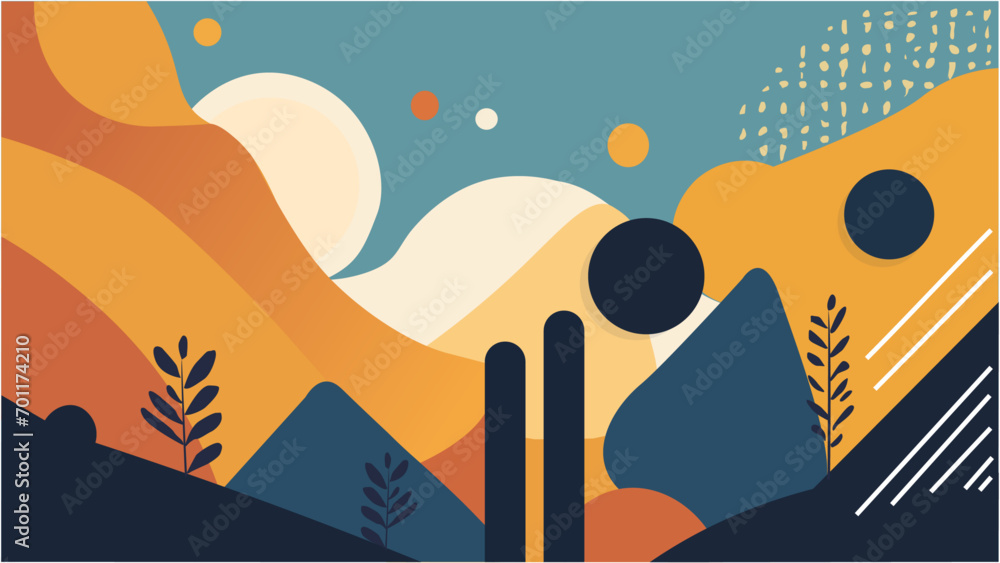 Abstract illustration in the concept of simple shapes and desert for decoration, HD wallpaper,  background, posters