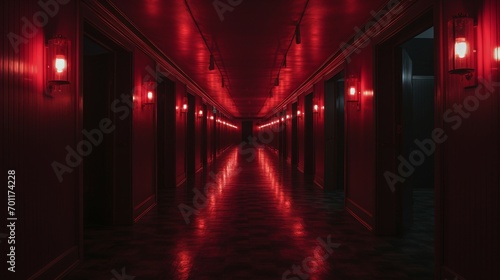 Creepy red hallway