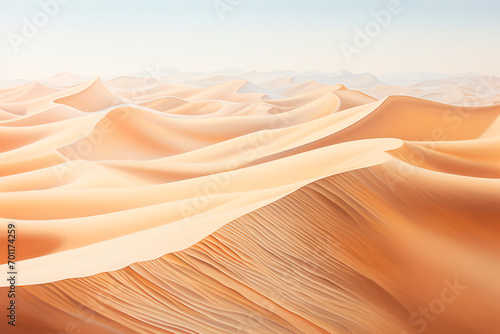 Endless deserts unfold, dunes shaped by the wind into mesmerizing, shifting patterns. A timeless scene in a watercolor painting.