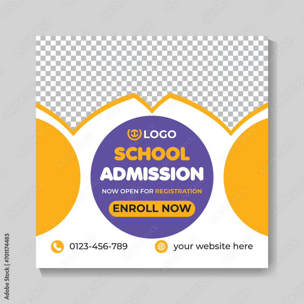 Creative school admission education social media post design modern back to school web banner template Creative school admission education social media post design modern back to school web banner template