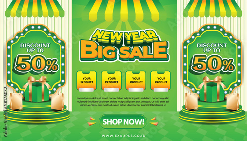 NEW YEAR SALE BACKGROUND SOCIAL MEDIA BIG DISCOUNT CASHBACK 50 PERCENT SPECIAL PROMO OFFERING 4