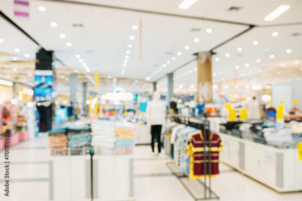 Abstract blurred of people in shopping mall of department store for background