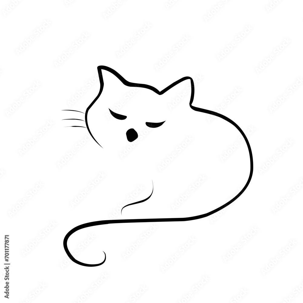 Fototapeta premium Cat Line Vector Illustration 