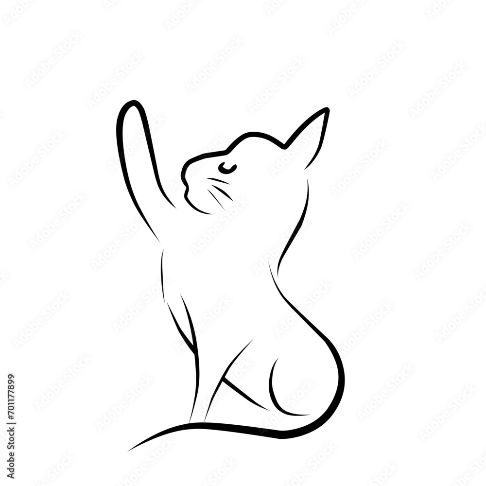 Naklejka premium Cat Line Vector Illustration 