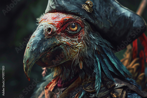 zombie eagle pirate illustration