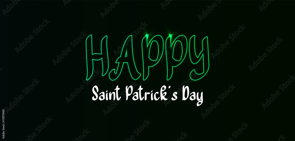Happy Saint Patrick's Day green neon text design