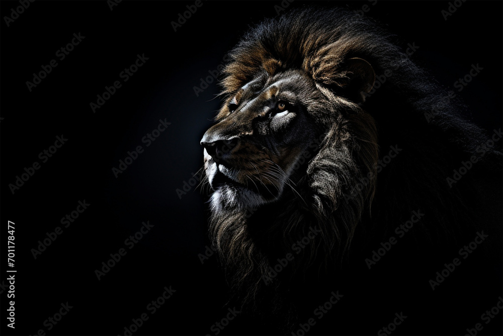 illustration of a lion in the dark