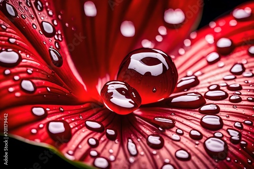 red flower with water drops