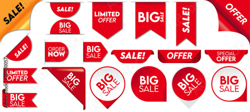 5-Price tags collection ribbon sale banners vector illustration.