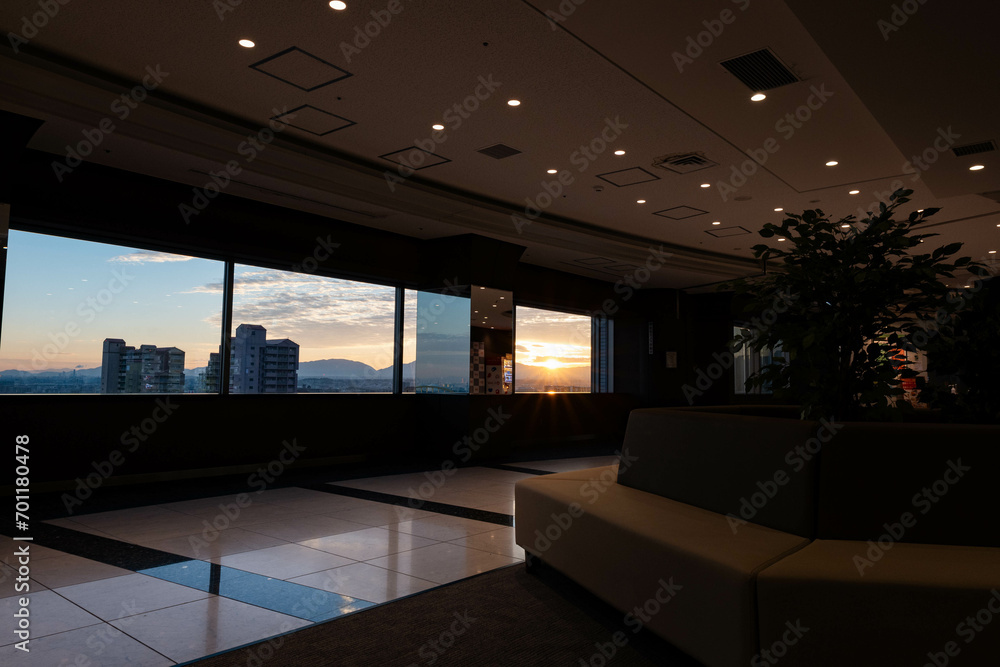 Fototapeta premium 泉佐野サービスエリアの日の出