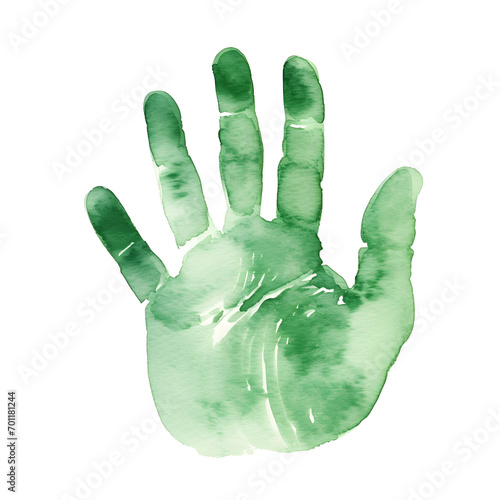 Green handprint on a white background  photo