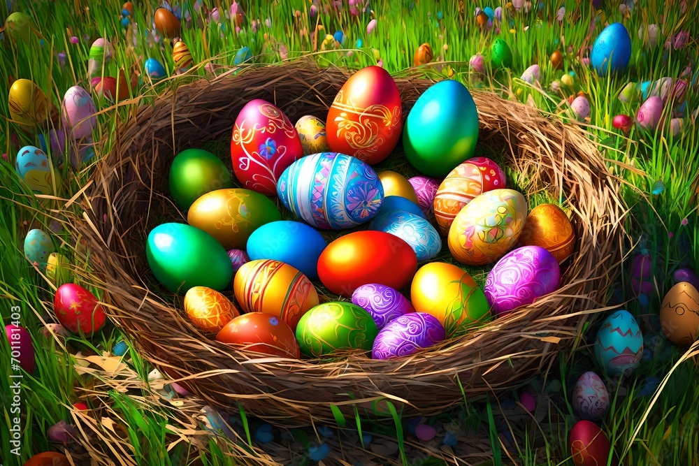 easter eggs in a basket easter eggs in a basket