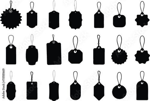 Size, price or quality tag blank set to reuse for cloths and other items. Size or discount labels isolated on white background. Editable vector, easy to change color or manipulate. eps 10. photo