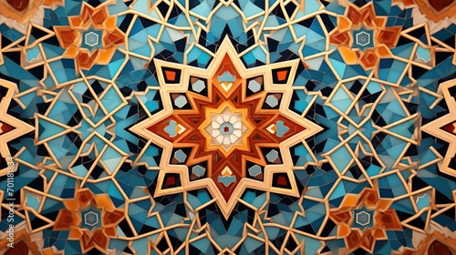 Arabic mosaic background, Arabic pattern, Generative Ai
