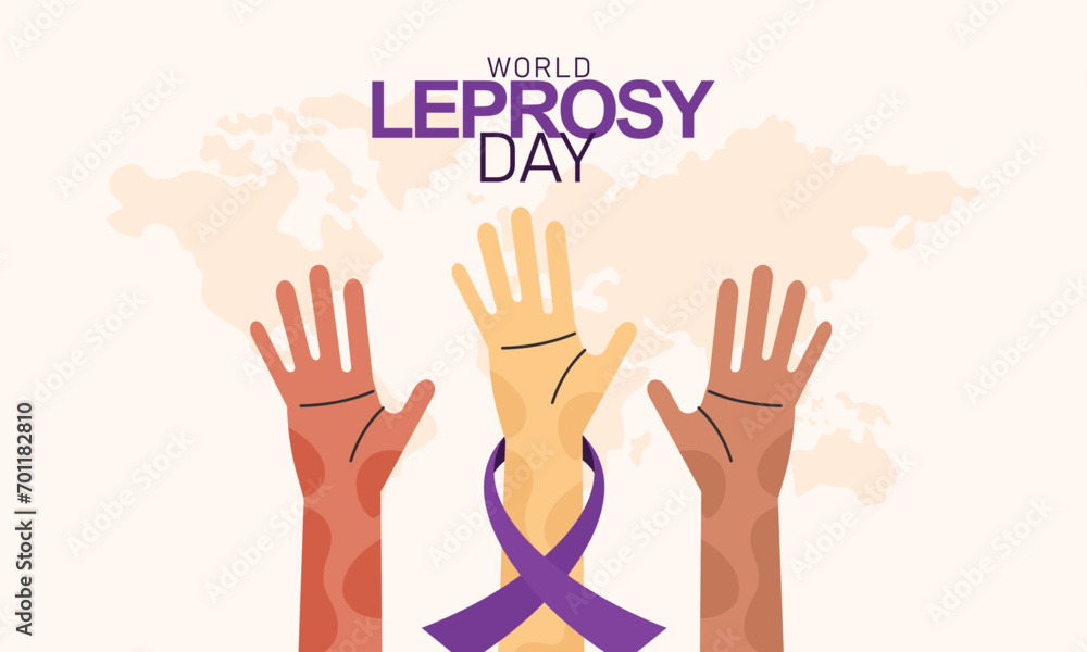 World Leprosy Day Awareness Month with Hands and a Purple Ribbon Vector Illustration World Leprosy Day Awareness Month with Hands and a Purple Ribbon Vector Illustration