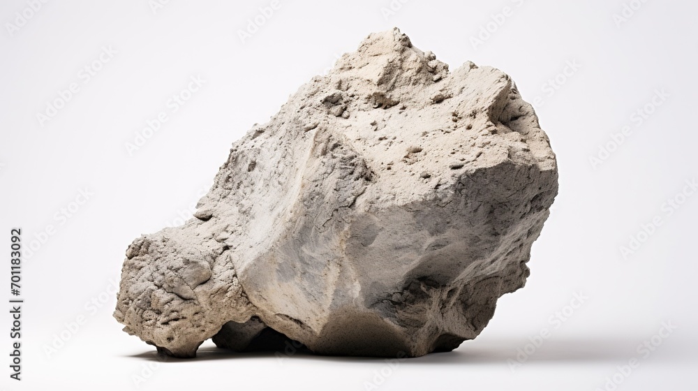 Fototapeta premium Rock on White Background. Stone, Decoration, Earth, Soil 