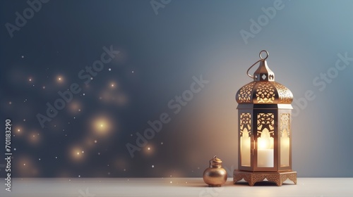 Islamic Lantern Background, Isolated, Ramadan Kareem Concept, Generative Ai