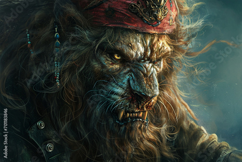 zombie lion pirate illustration