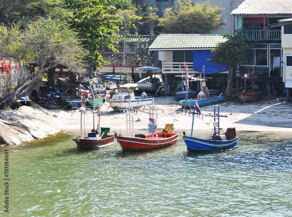 Long tail boat Fishing boat at the seashore Hua Hin Thailand
