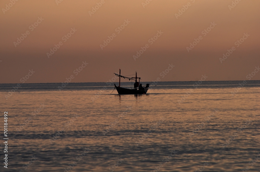 Long tail boat Fishing boat at the seashore Traditional fishing boats in the area Hua Hin Thailand