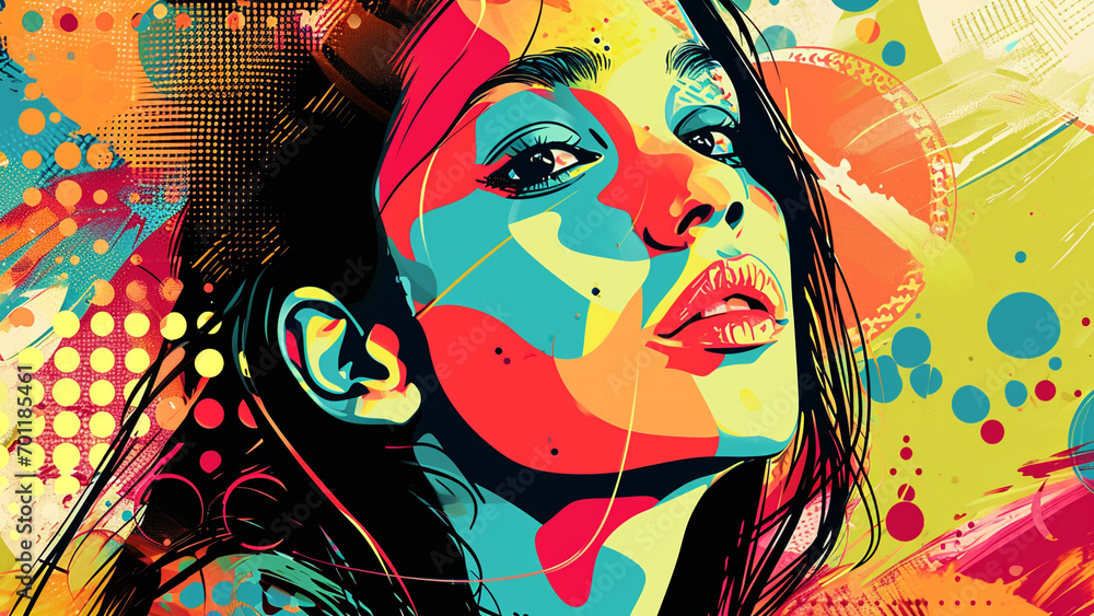 A Pop Art Odyssey with Bold Colors and Intriguing Background