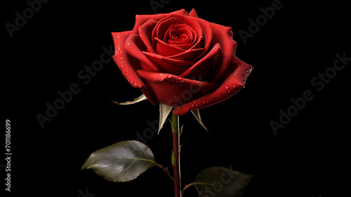 Rede rose on black background  card 