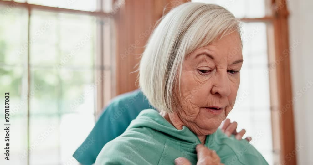 Elderly woman, shoulder pain or consultation by doctor for arthritis, physiotherapy or nursing home by healthcare. Senior person, disability or physiotherapist in osteoporosis, medical or wellness Elderly woman, shoulder pain or consultation by doctor for arthritis, physiotherapy or nursing home by healthcare. Senior person, disability or physiotherapist in osteoporosis, medical or wellness