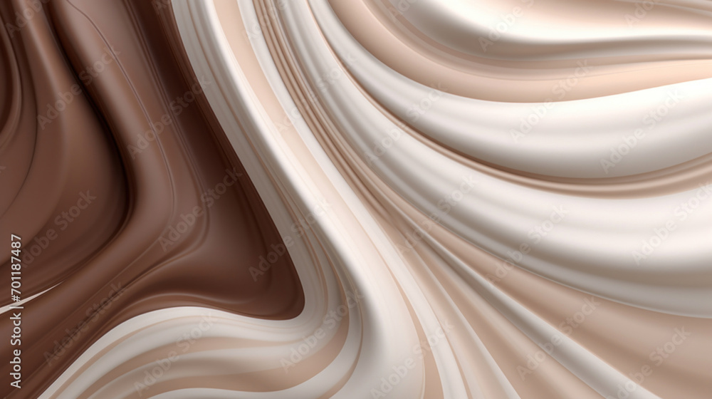 An abstract image of elegant creamy swirls creating a liquid-like texture with a soft brown and white color scheme. An abstract image of elegant creamy swirls creating a liquid-like texture with a soft brown and white color scheme.