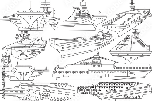 Aircraft Carrier SVG Outline, Aircraft Carrier Vector Art