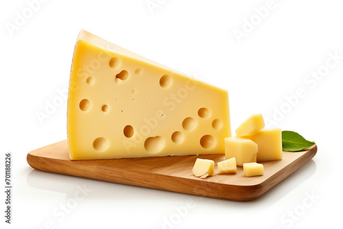 piece of delicious cheese, white background