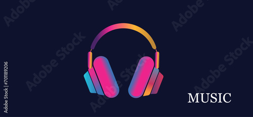colourful headphone logo for music player vector illustration
