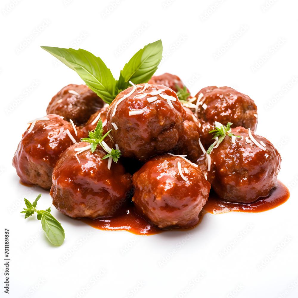 Italian Meatballs isolated on a white background 