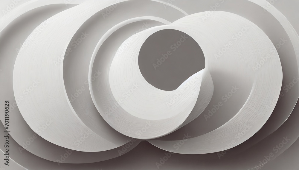 Obraz premium Sleek White Waves: 3D Abstract Circle Wallpaper