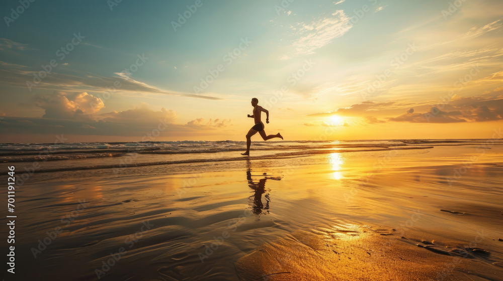 runner running at sea beach