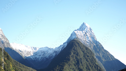 snowy misty mountains new zealand nature lake photo