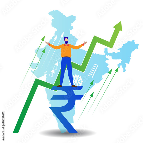 indian economic growth, rupee growth concept vector photo