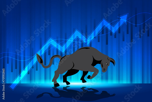 bull stock market profit vector