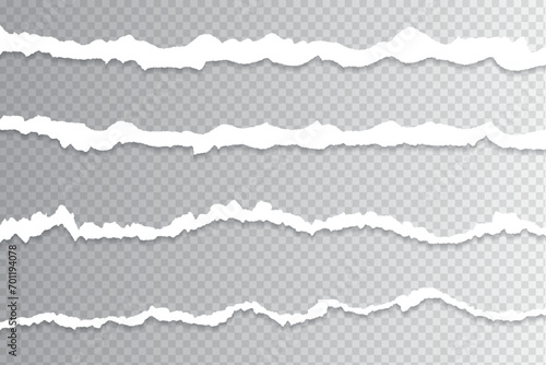set of ripped torn paper dividers effect on transparent background vector