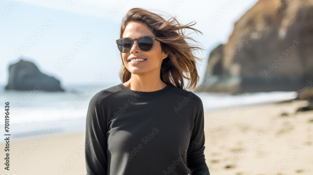 Happy woman on beach. Portrait of the beautiful girl close-up, the wind fluttering hair. Spring portrait on the beach. Young pretty girl. Young smiling woman outdoors portrait. Happy woman on beach. Portrait of the beautiful girl close-up, the wind fluttering hair. Spring portrait on the beach. Young pretty girl. Young smiling woman outdoors portrait.