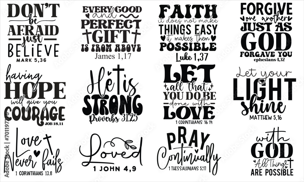 Fototapeta premium Bible Verse T shirt Design Bundle