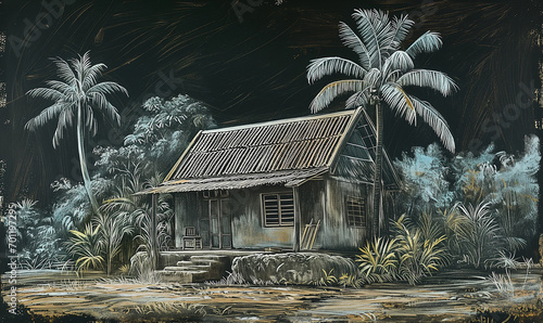 traditonal asian house, illustration photo