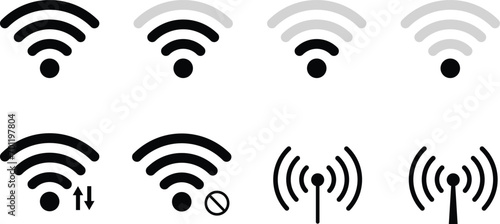Wifi Signal icon set, Internet connection symbol collection Vector photo