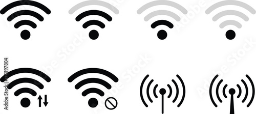 Wifi Signal icon set, Internet connection symbol collection Vector