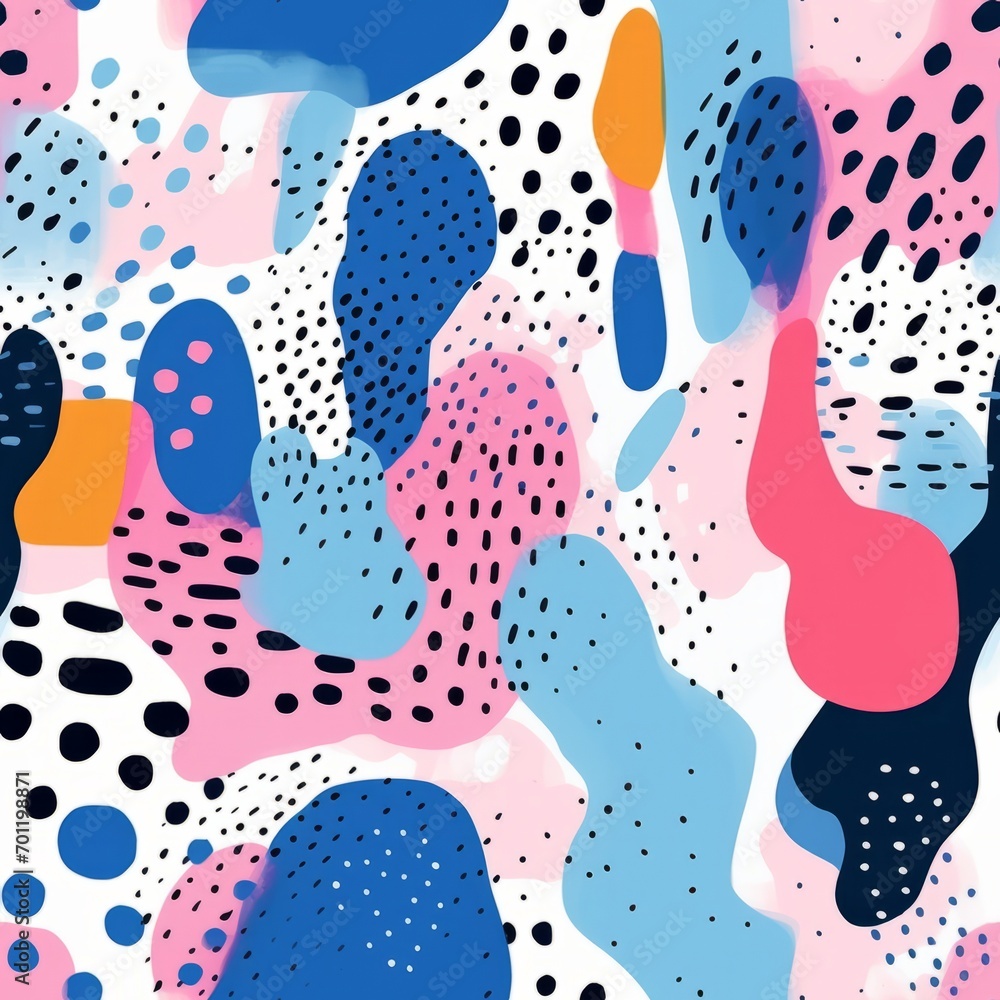 Abstract seamless bright funny pattern. Print for fabric, textile, paper, interior, pottery. Gift wrap. Smooth multicolor shapes Abstract seamless bright funny pattern. Print for fabric, textile, paper, interior, pottery. Gift wrap. Smooth multicolor shapes