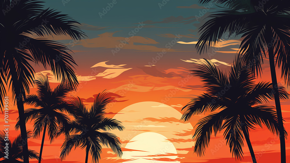 Obraz premium silhouette palm leaves