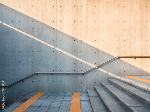 Cement concrete wall stairs step with lighting shade shadow Architecture details