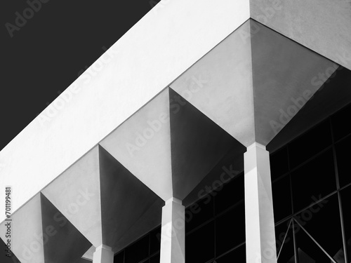 Concrete columns white cement geometric pattern shade shadow Architecture details 